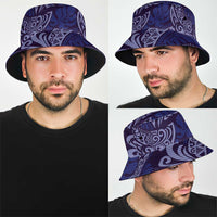 Deep Blue Monstera Bucket Hat Polynesian Tribal Pattern - Polynesian Pride