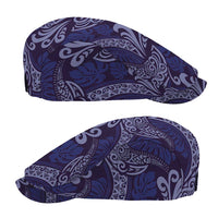 Deep Blue Monstera Jeff Hat Polynesian Tribal Pattern - Polynesian Pride