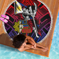 Filipinos Lapu-lapu Hero Beach Blanket Philippines Flag and Sun DT02 - Polynesian Pride