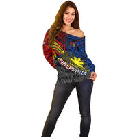 Philippines Half Sleeve Tattoo Off Shoulder Sweater Pinoy Filipinos Sun DT02 - Polynesian Pride