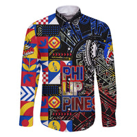 Pinoy Philippines Family Matching Mermaid Dress and Hawaiian Shirt Filipino Tattoo Art Style DT02 Dad's Shirt - Long Sleeve Art - Polynesian Pride