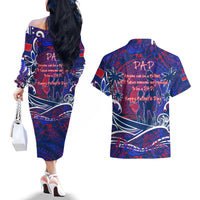 Father's Day Samoa Couples Matching Off The Shoulder Long Sleeve Dress and Hawaiian Shirt Special Dad Polynesia Paradise DT02 - Polynesian Pride