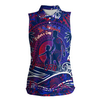Father's Day Samoa Women Sleeveless Polo Shirt Special Dad Polynesia Paradise DT02 Female Green - Polynesian Pride