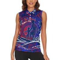 Father's Day Samoa Women Sleeveless Polo Shirt Special Dad Polynesia Paradise DT02 - Polynesian Pride