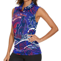 Father's Day Samoa Women Sleeveless Polo Shirt Special Dad Polynesia Paradise DT02 - Polynesian Pride