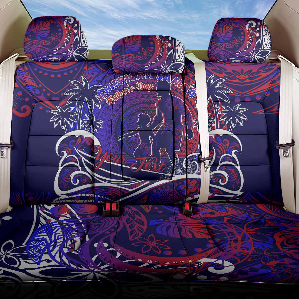 Father's Day American Samoa Back Car Seat Cover Special Dad Polynesia Paradise
