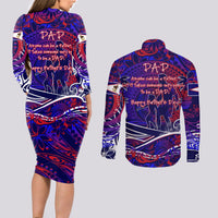 Father's Day American Samoa Couples Matching Long Sleeve Bodycon Dress and Long Sleeve Button Shirt Special Dad Polynesia Paradise
