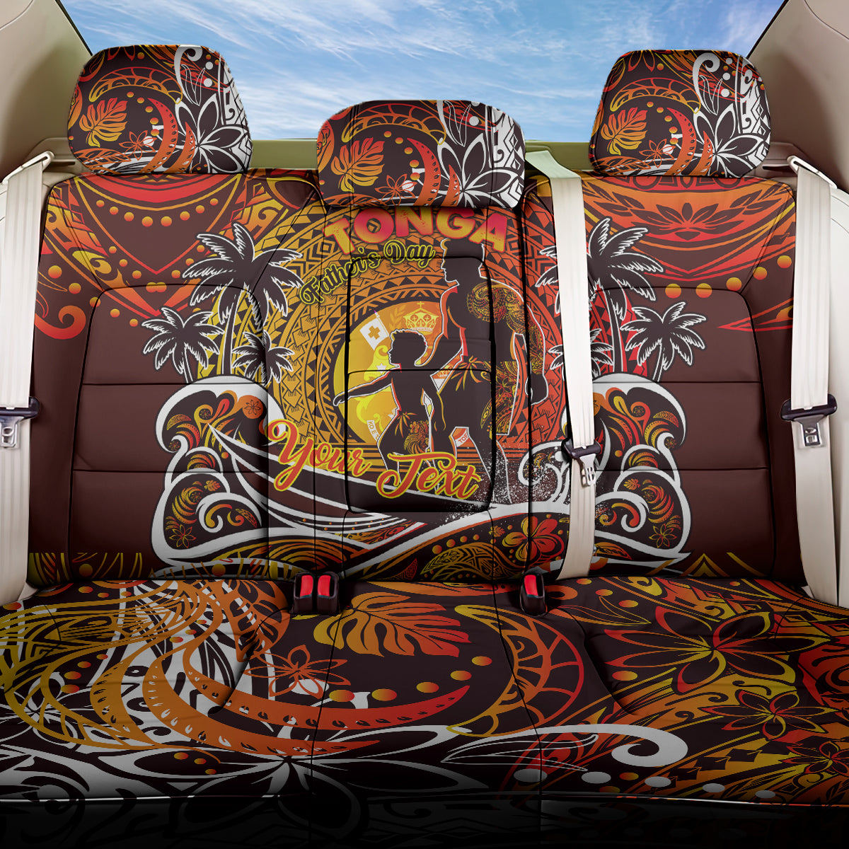Father's Day Tonga Back Car Seat Cover Special Dad Polynesia Paradise