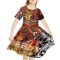 Father's Day Tonga Kid Short Sleeve Dress Special Dad Polynesia Paradise