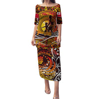 Father's Day Tonga Puletasi Special Dad Polynesia Paradise DT02 Long Dress Orange - Polynesian Pride