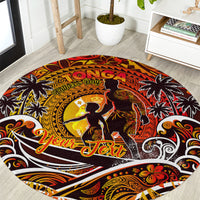 Father's Day Tonga Round Carpet Special Dad Polynesia Paradise DT02 Orange - Polynesian Pride