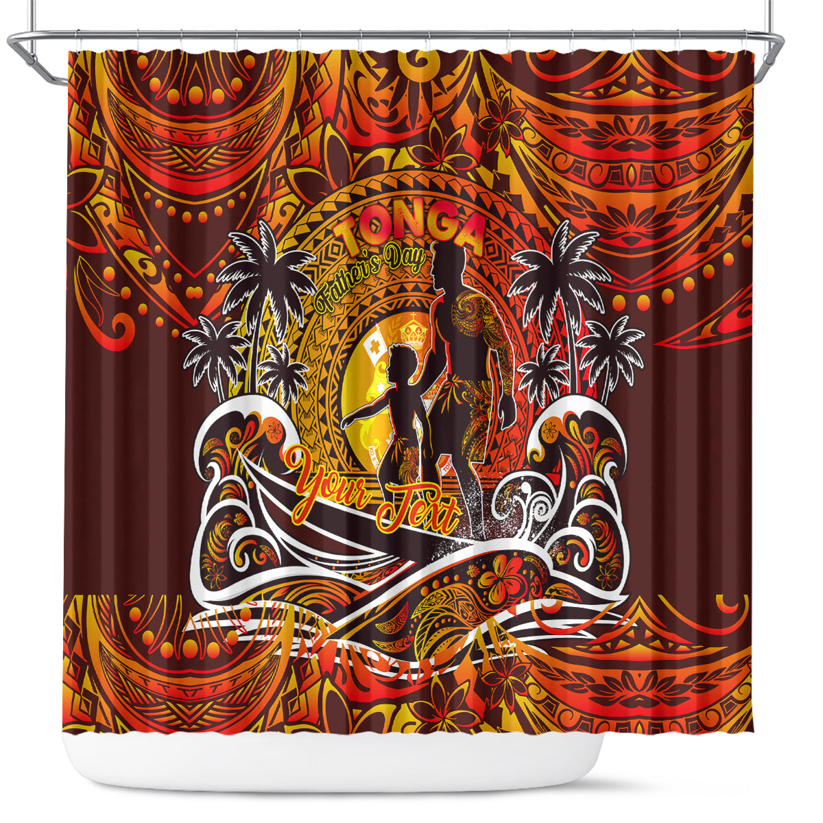 Father's Day Tonga Shower Curtain Special Dad Polynesia Paradise