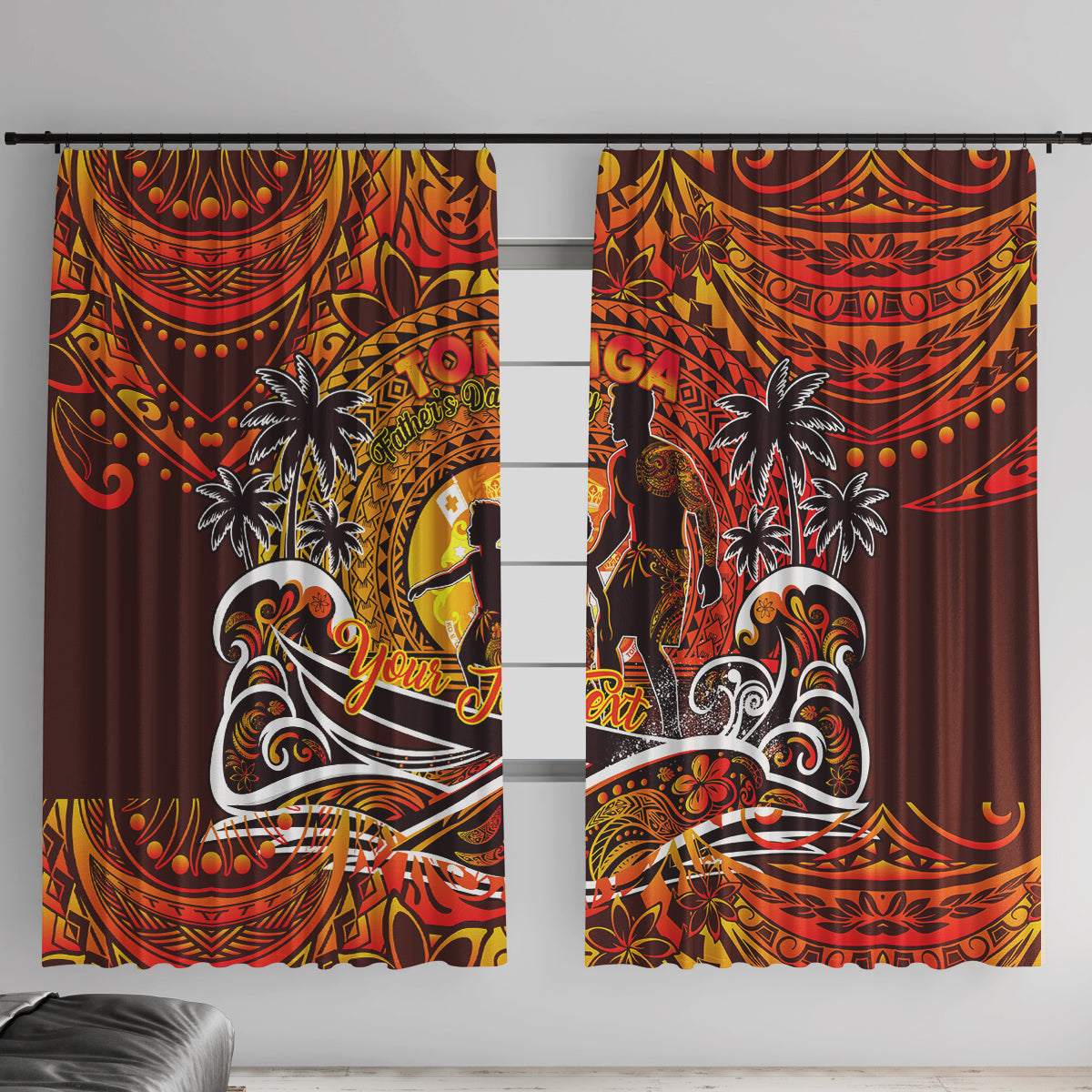 Father's Day Tonga Window Curtain Special Dad Polynesia Paradise