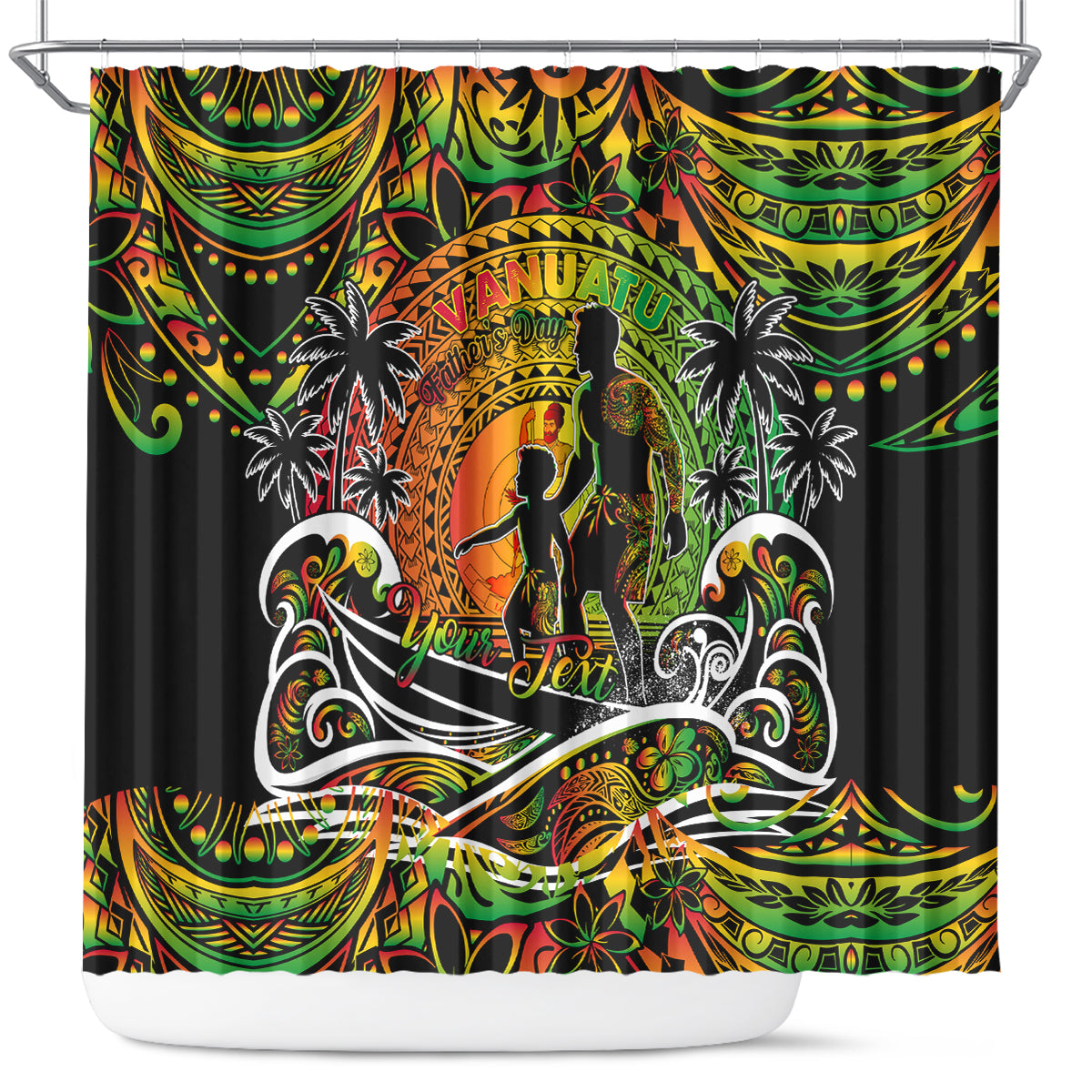 Father's Day Vanuatu Shower Curtain Special Dad Polynesia Paradise