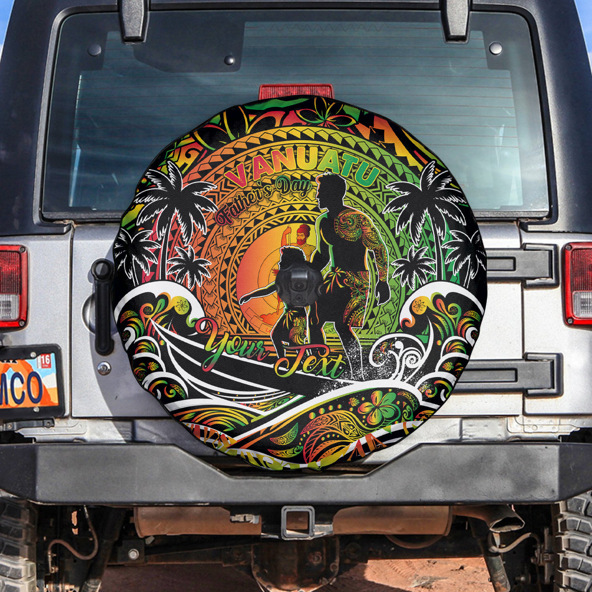 Father's Day Vanuatu Spare Tire Cover Special Dad Polynesia Paradise