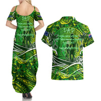 Father's Day Cook Islands Couples Matching Summer Maxi Dress and Hawaiian Shirt Special Dad Polynesia Paradise