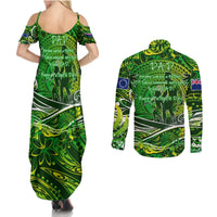Father's Day Cook Islands Couples Matching Summer Maxi Dress and Long Sleeve Button Shirt Special Dad Polynesia Paradise DT02 - Polynesian Pride