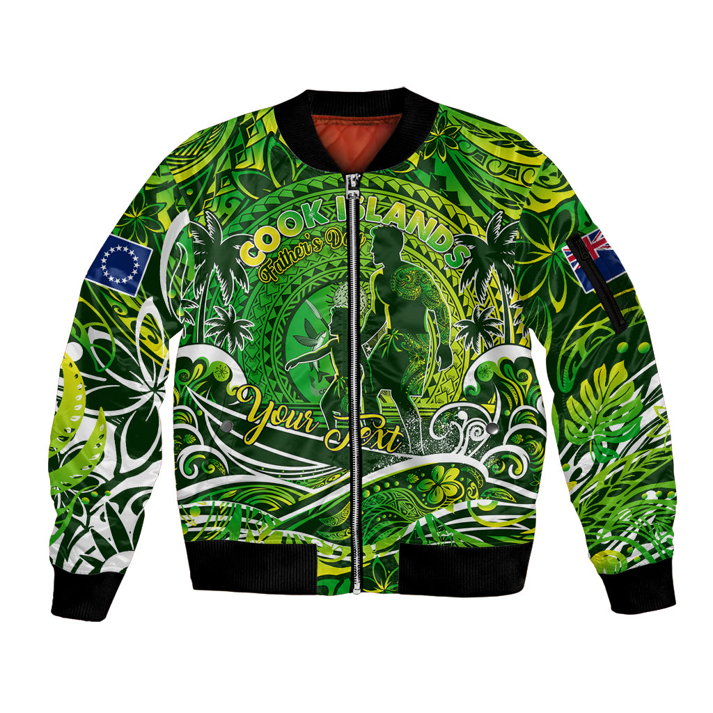 Father's Day Cook Islands Sleeve Zip Bomber Jacket Special Dad Polynesia Paradise