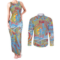 Father's Day Fiji Couples Matching Tank Maxi Dress and Long Sleeve Button Shirt Special Dad Polynesia Paradise