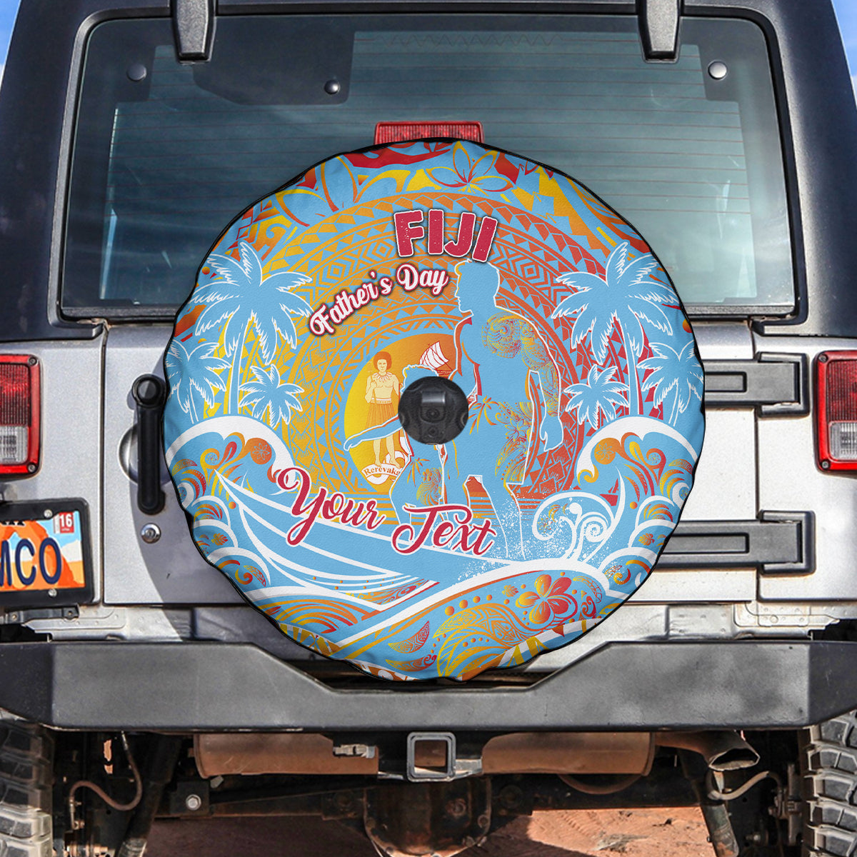 Father's Day Fiji Spare Tire Cover Special Dad Polynesia Paradise