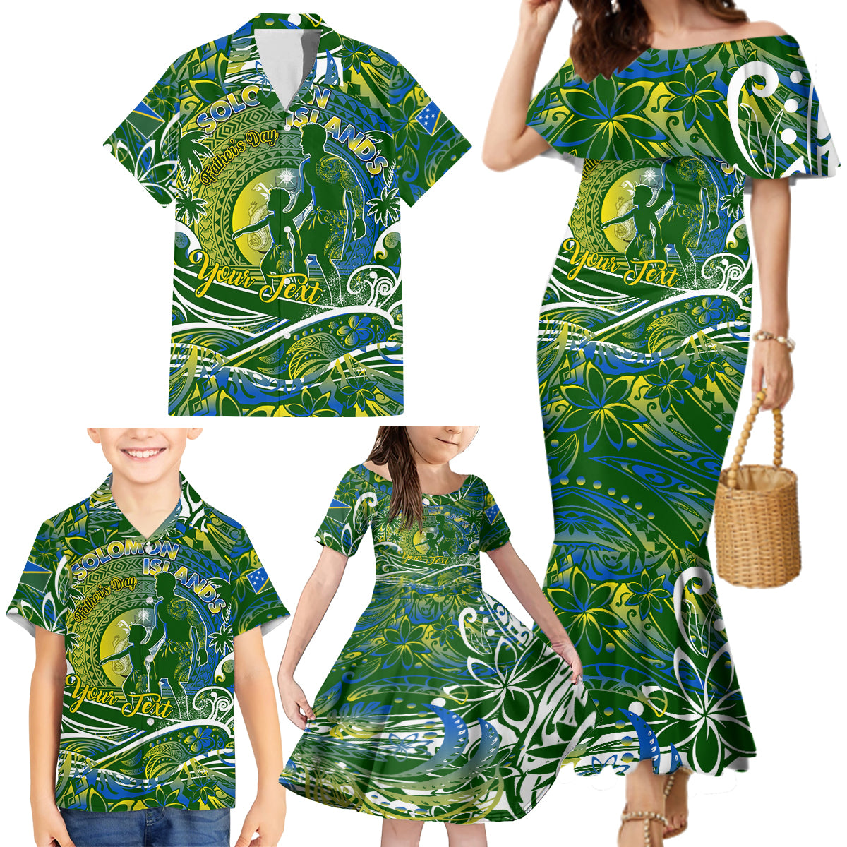 Father's Day Solomon Islands Family Matching Mermaid Dress and Hawaiian Shirt Special Dad Polynesia Paradise