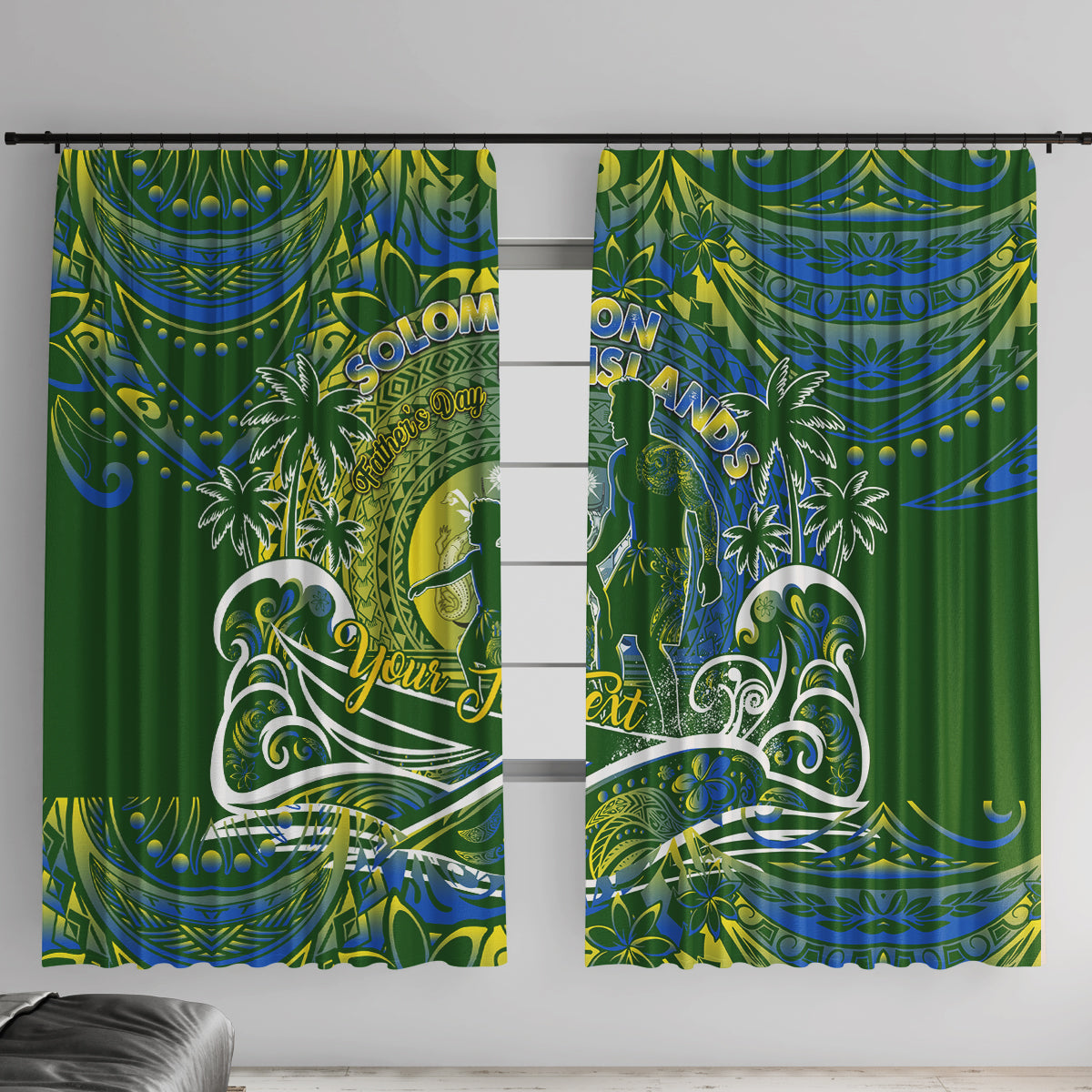 Father's Day Solomon Islands Window Curtain Special Dad Polynesia Paradise