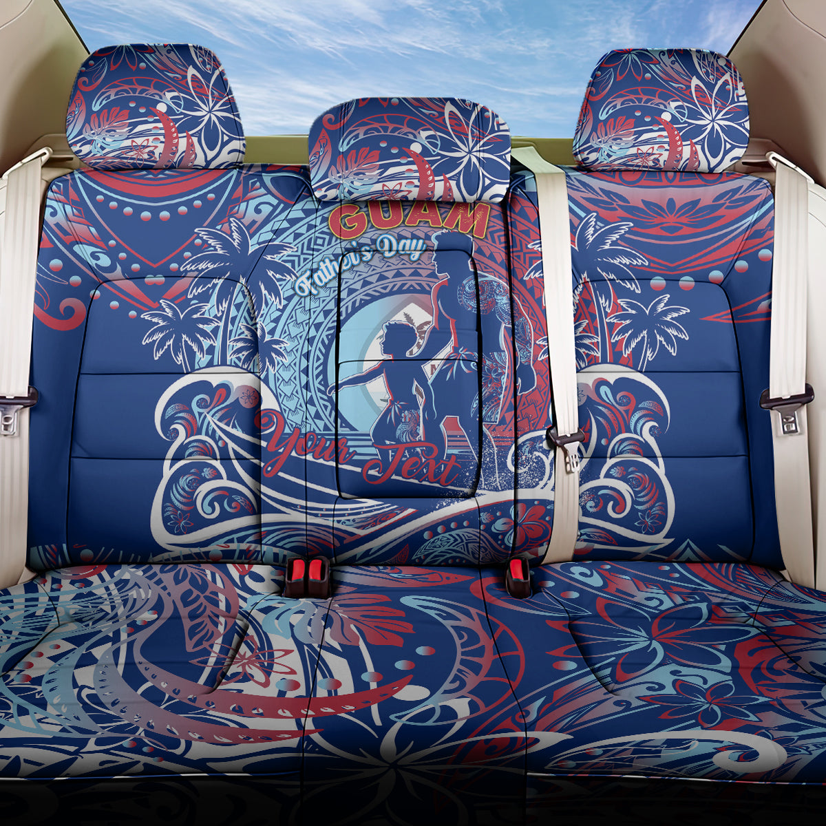 Father's Day Guam Back Car Seat Cover Special Dad Polynesia Paradise