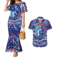 Father's Day Guam Couples Matching Mermaid Dress and Hawaiian Shirt Special Dad Polynesia Paradise DT02 Blue - Polynesian Pride
