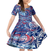 Father's Day Guam Family Matching Summer Maxi Dress and Hawaiian Shirt Special Dad Polynesia Paradise DT02 Daughter's Dress Blue - Polynesian Pride