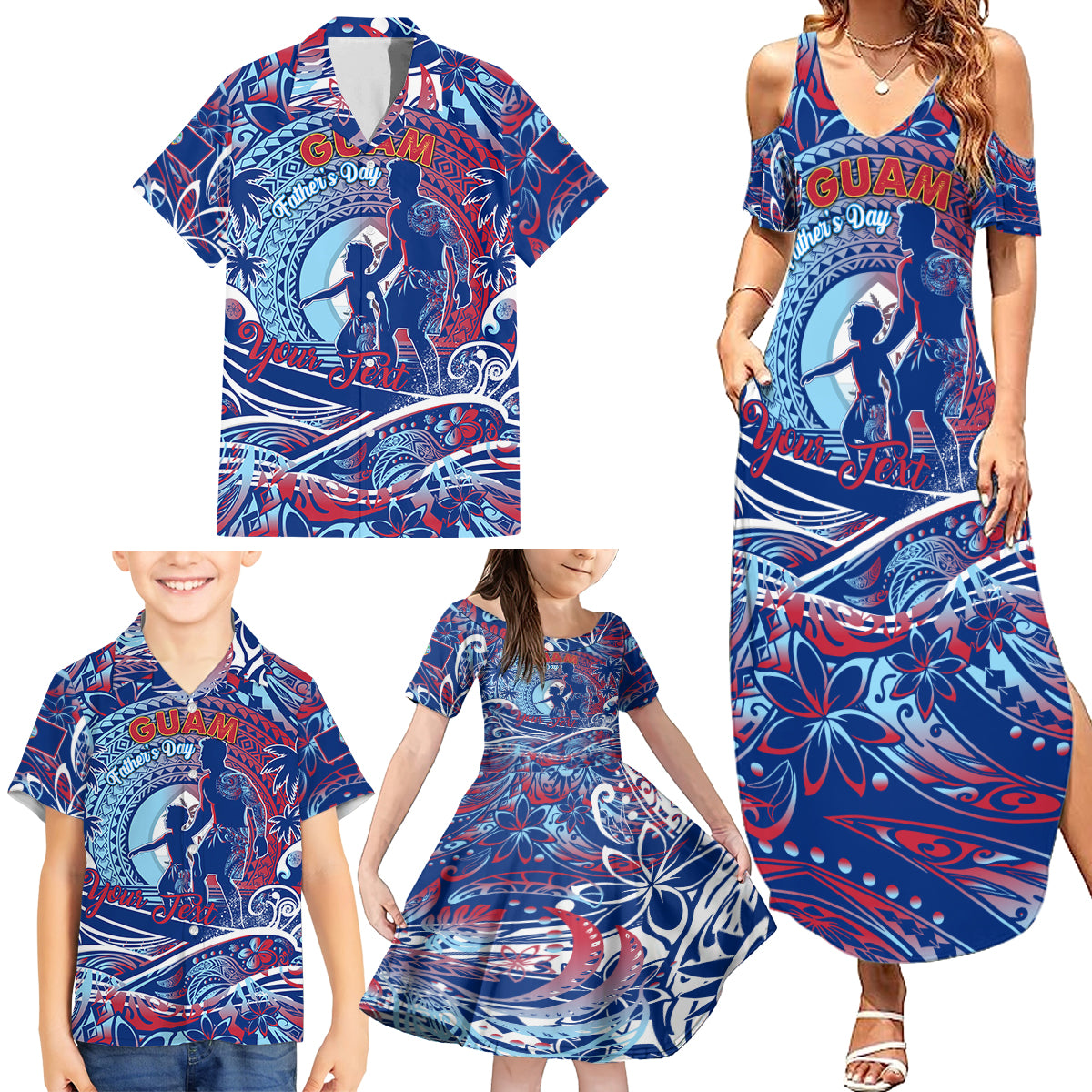 Father's Day Guam Family Matching Summer Maxi Dress and Hawaiian Shirt Special Dad Polynesia Paradise