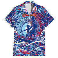 Father's Day Guam Family Matching Summer Maxi Dress and Hawaiian Shirt Special Dad Polynesia Paradise DT02 Dad's Shirt - Short Sleeve Blue - Polynesian Pride