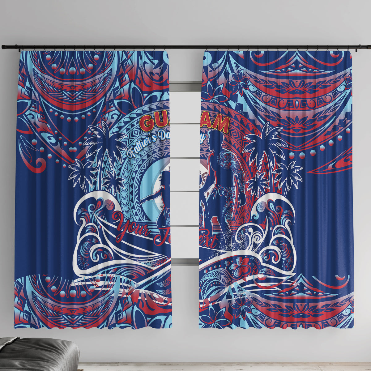 Father's Day Guam Window Curtain Special Dad Polynesia Paradise