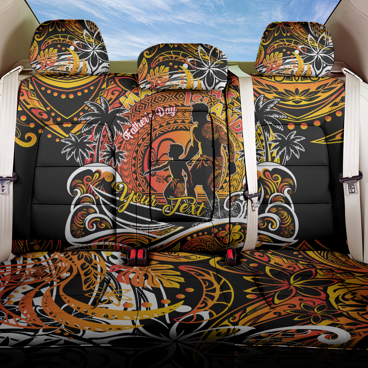 Father's Day Marquesas Islands Back Car Seat Cover Special Dad Polynesia Paradise