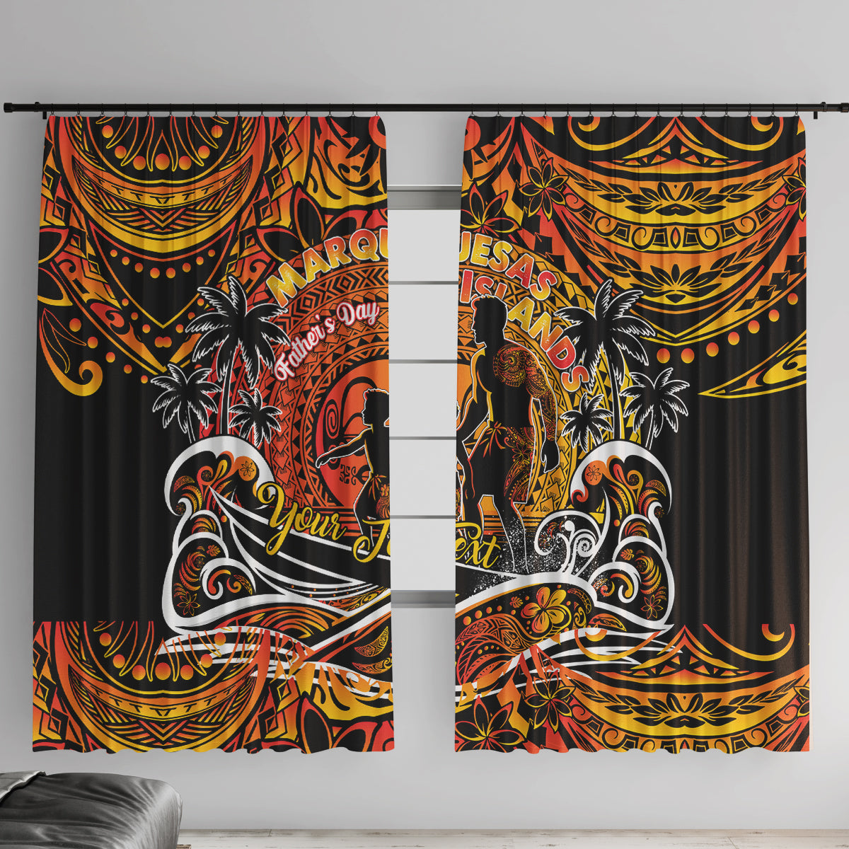 Father's Day Marquesas Islands Window Curtain Special Dad Polynesia Paradise