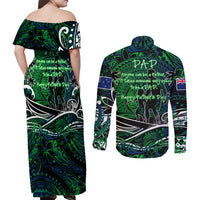 Father's Day New Zealand Couples Matching Off Shoulder Maxi Dress and Long Sleeve Button Shirt Special Dad Polynesia Paradise