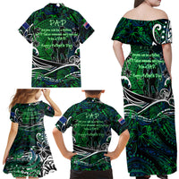 Father's Day New Zealand Family Matching Off Shoulder Maxi Dress and Hawaiian Shirt Special Dad Polynesia Paradise