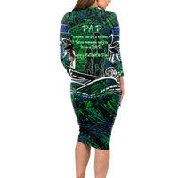 Father's Day New Zealand Long Sleeve Bodycon Dress Special Dad Polynesia Paradise