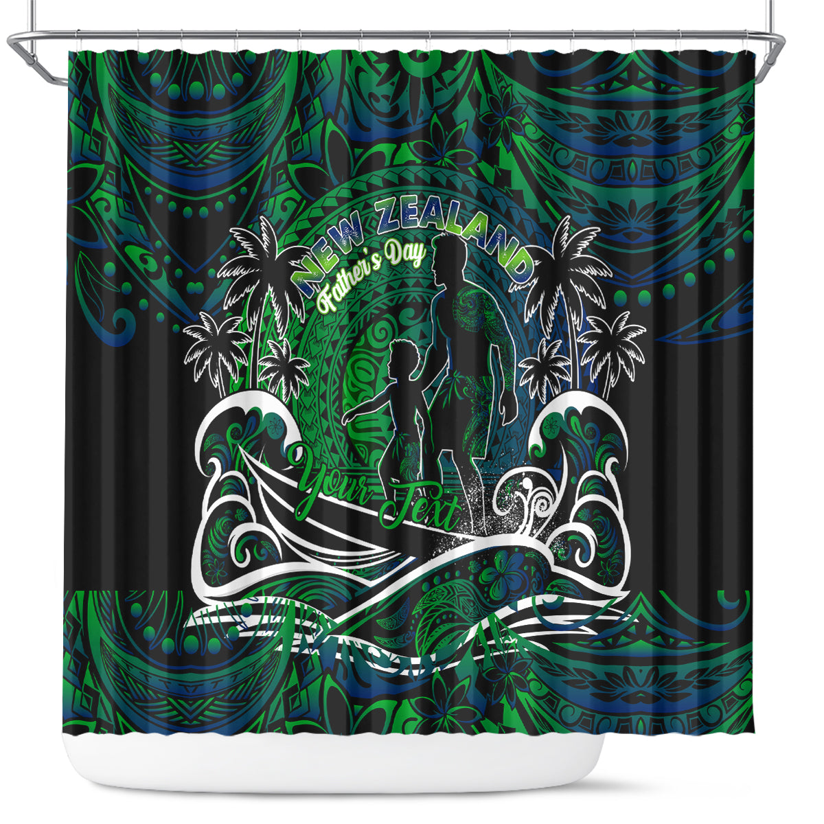 Father's Day New Zealand Shower Curtain Special Dad Polynesia Paradise