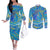 Father's Day Tuvalu Couples Matching Off The Shoulder Long Sleeve Dress and Long Sleeve Button Shirt Special Dad Polynesia Paradise
