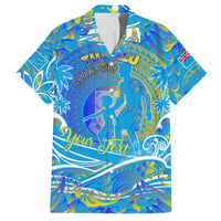 Father's Day Tuvalu Family Matching Off The Shoulder Long Sleeve Dress and Hawaiian Shirt Special Dad Polynesia Paradise DT02 Dad's Shirt - Short Sleeve Blue - Polynesian Pride