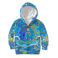 Father's Day Tuvalu Kid Hoodie Special Dad Polynesia Paradise DT02 Zip Hoodie Blue - Polynesian Pride