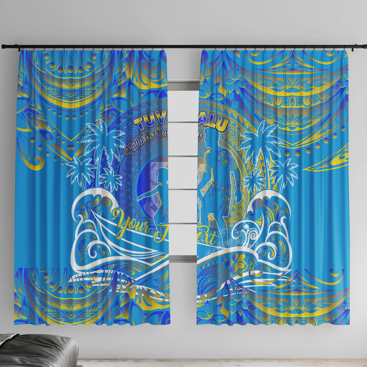 Father's Day Tuvalu Window Curtain Special Dad Polynesia Paradise