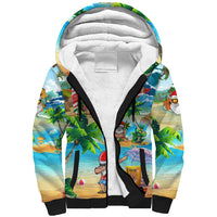 Guam Christmas Sherpa Hoodie Santa Claus Beach and Wave DT02 Unisex Art - Polynesian Pride