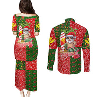 Hawaii Christmas Couples Matching Puletasi Dress and Long Sleeve Button Shirts Mele Kalikimaka Kanaka Maoli DT02 - Polynesian Pride