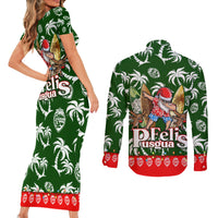 Guam Christmas Couples Matching Short Sleeve Bodycon Dress and Long Sleeve Button Shirts Felis Pusgua Tropical Xmas Patterns DT02 - Polynesian Pride
