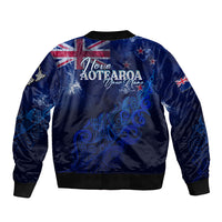 Personalised New Zealand Bomber Jacket Aotearoa Map Silver Fern DT02 - Polynesian Pride