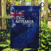 Personalised New Zealand Garden Flag Aotearoa Map Silver Fern DT02 Garden Flag Blue - Polynesian Pride