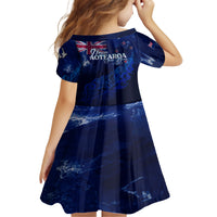 Personalised New Zealand Kid Short Sleeve Dress Aotearoa Map Silver Fern DT02 - Polynesian Pride