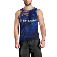 Personalised New Zealand Men Tank Top Aotearoa Map Silver Fern DT02 - Polynesian Pride
