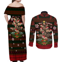 Meri Kirihimete New Zealand Couples Matching Off Shoulder Maxi Dress and Long Sleeve Button Shirts Christmas Kiwi Maori DT02 - Polynesian Pride